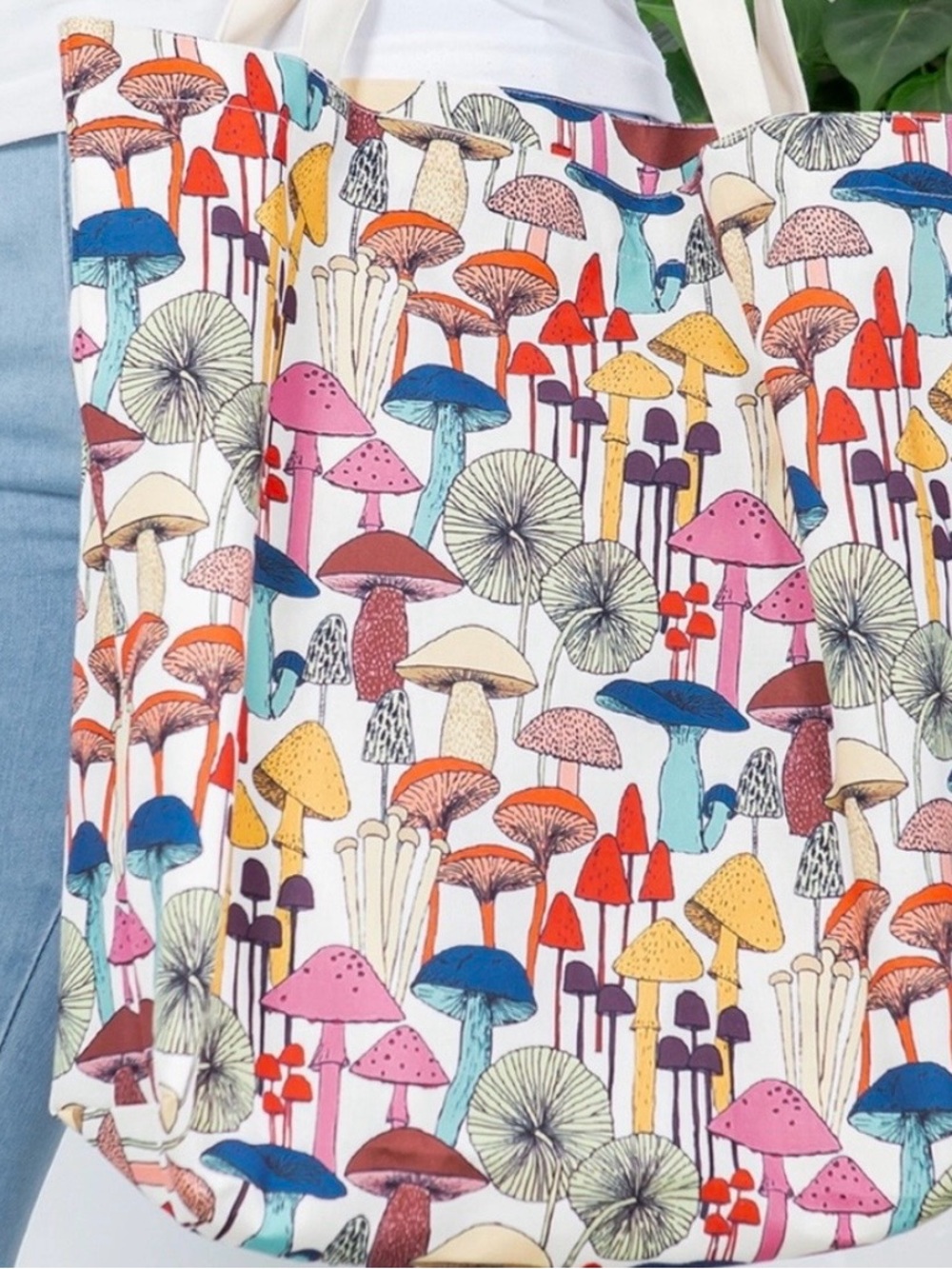 LA Soul Colorful Mushroom Cotton Canvas Tote Bag ๐ - Picture 2 of 14